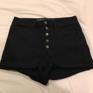 High waisted black jean shorts